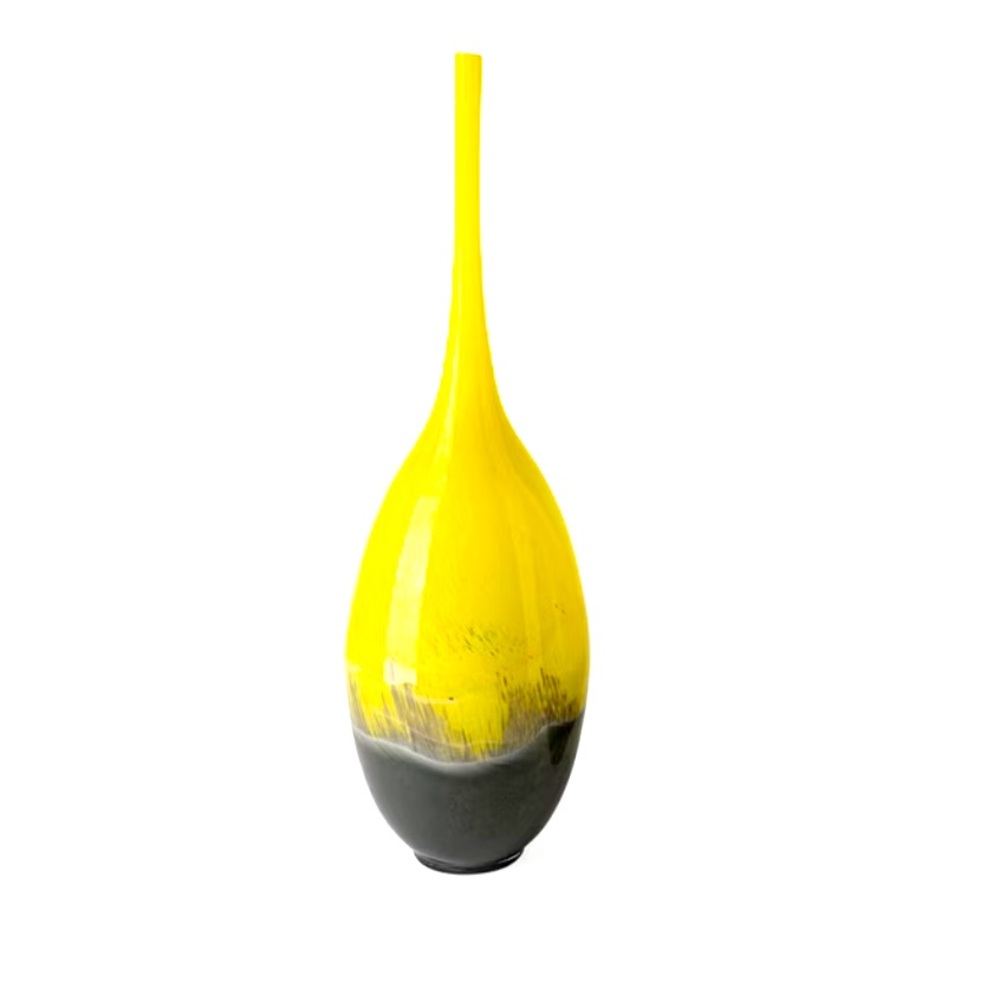 Mercana Jasse Yellow Grey Gray Art Glass Vase